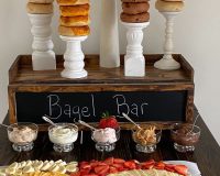 Bagel bar brunch catering with assorted spreads
